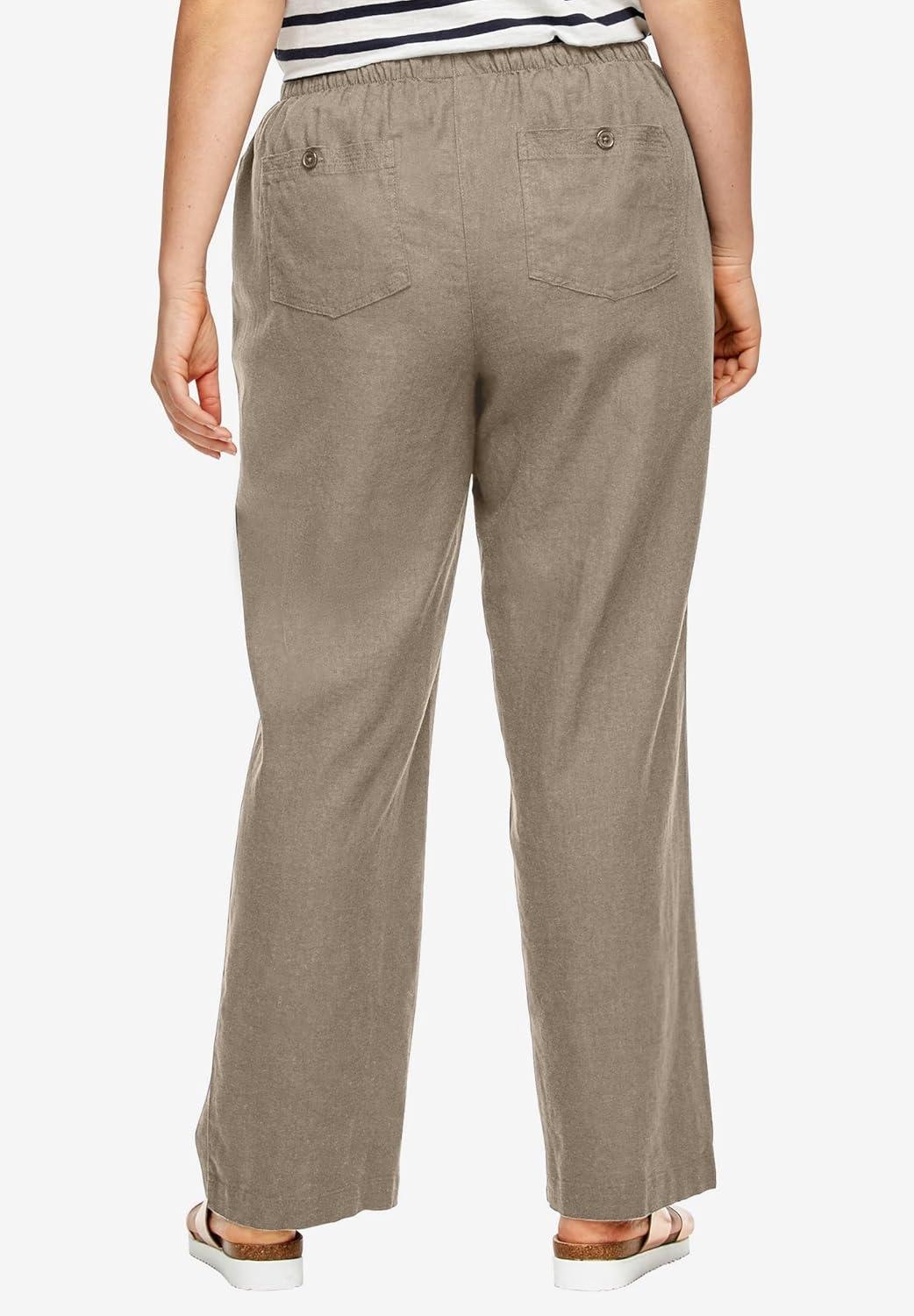 image:imageellos Plus Size LinenBlend Drawstring PantsBark
