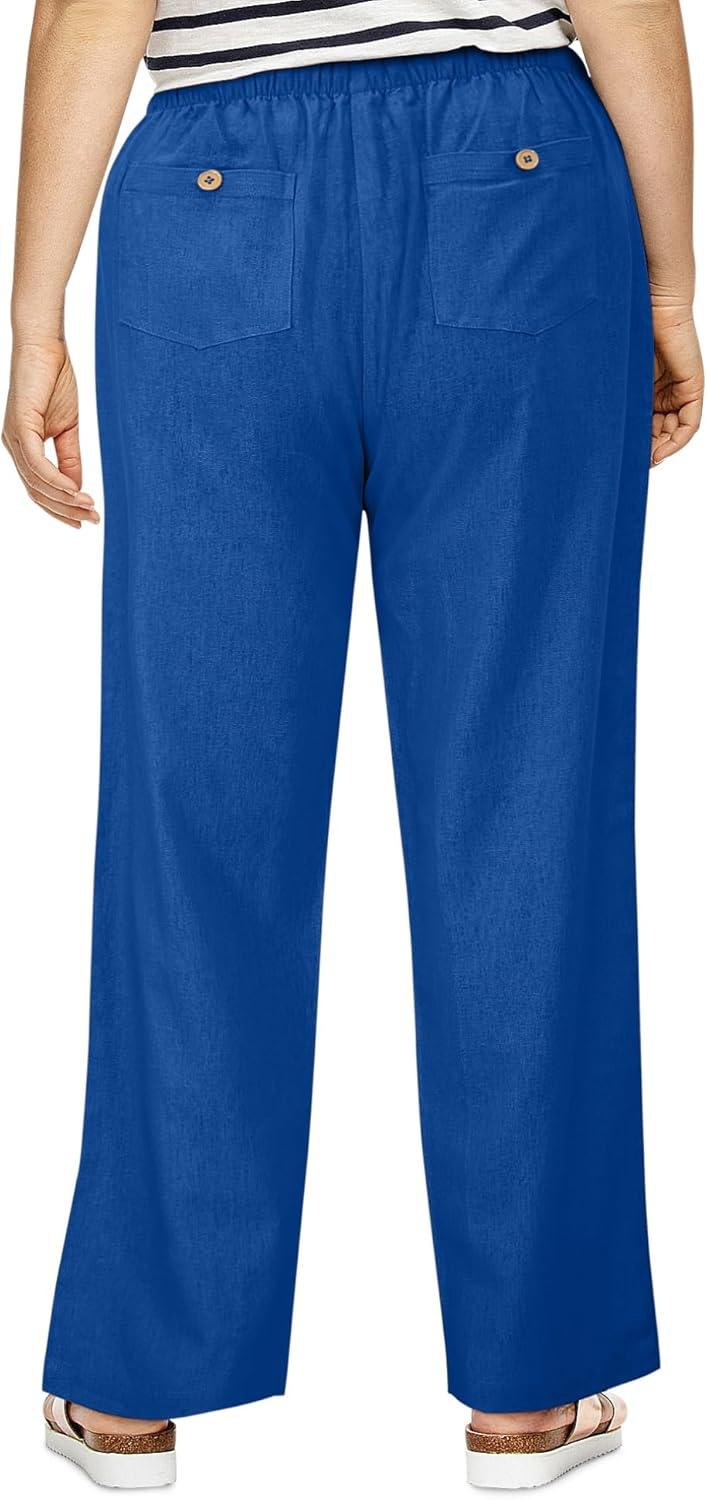 image:imageellos Plus Size LinenBlend Drawstring PantsDark Sapphire