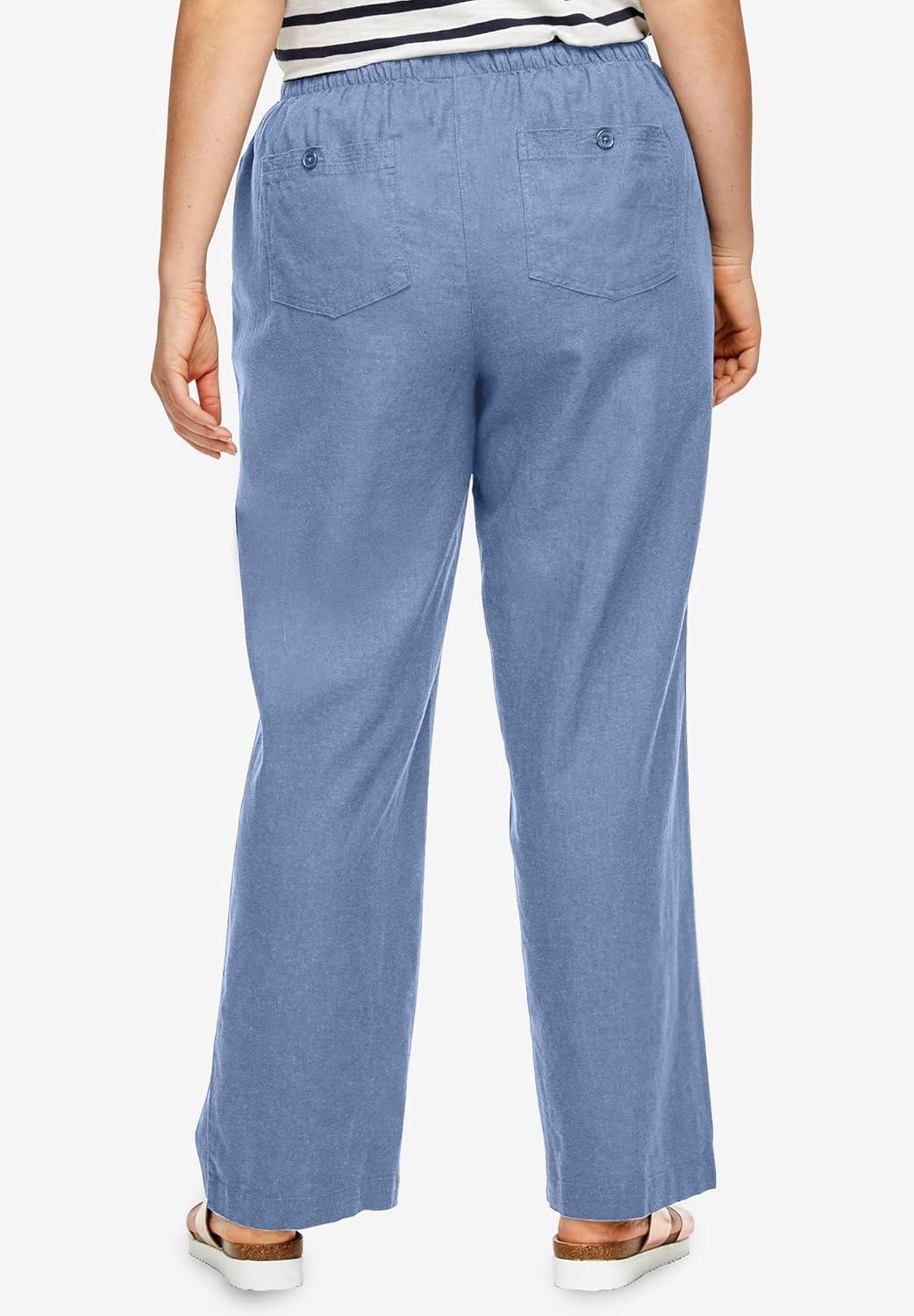 image:imageellos Plus Size LinenBlend Drawstring PantsPale Indigo