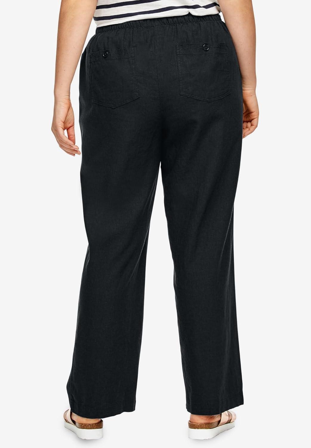 image:imageellos Plus Size LinenBlend Drawstring PantsPale Indigo