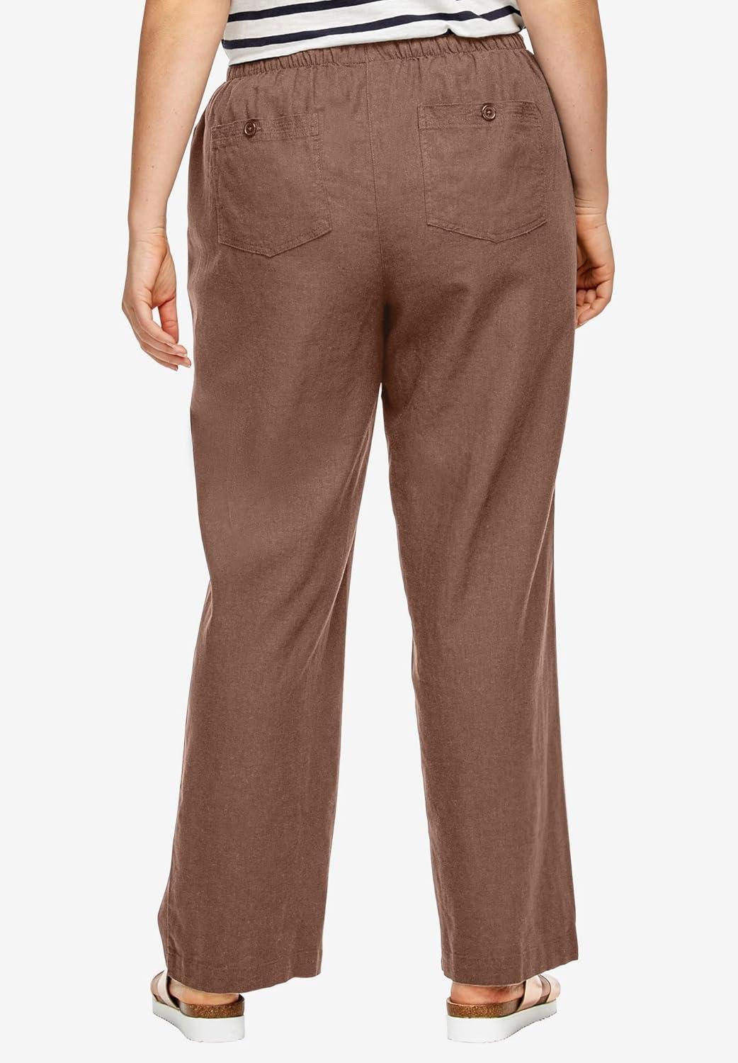 image:imageellos Plus Size LinenBlend Drawstring PantsPecan Brown