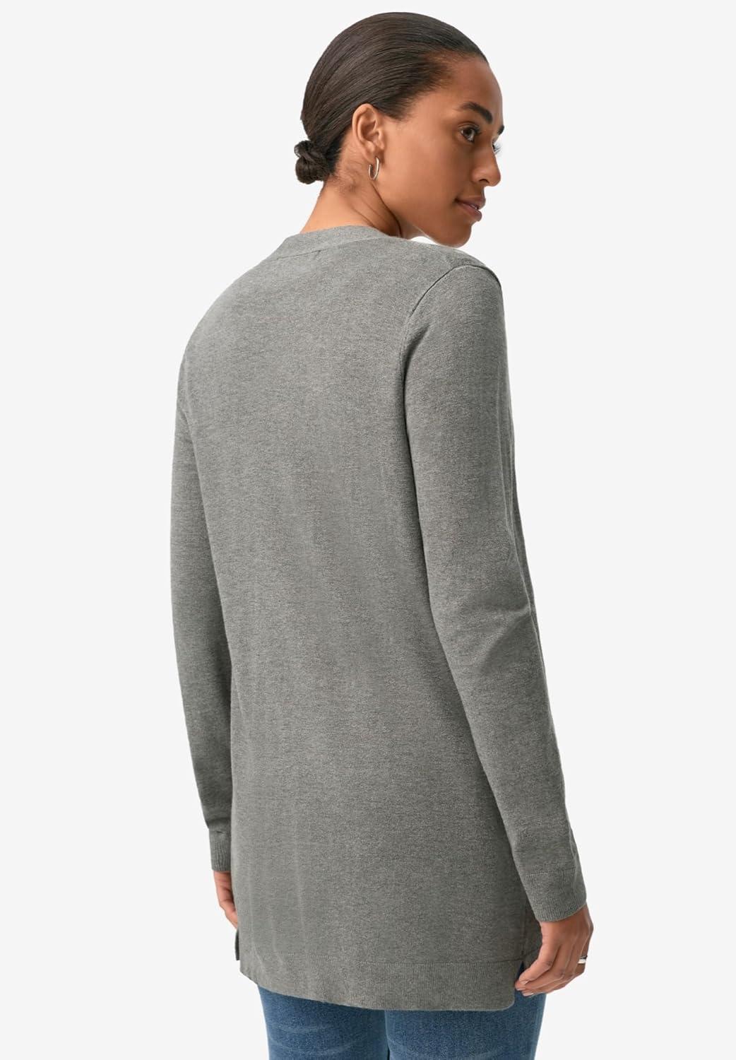 image:imageellos Plus Size Long Button Front CardiganNavy