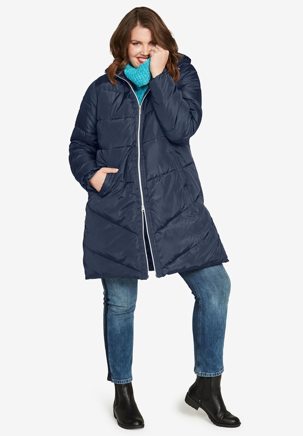 image:imageellos Plus Size Long Puffer CoatChocolate