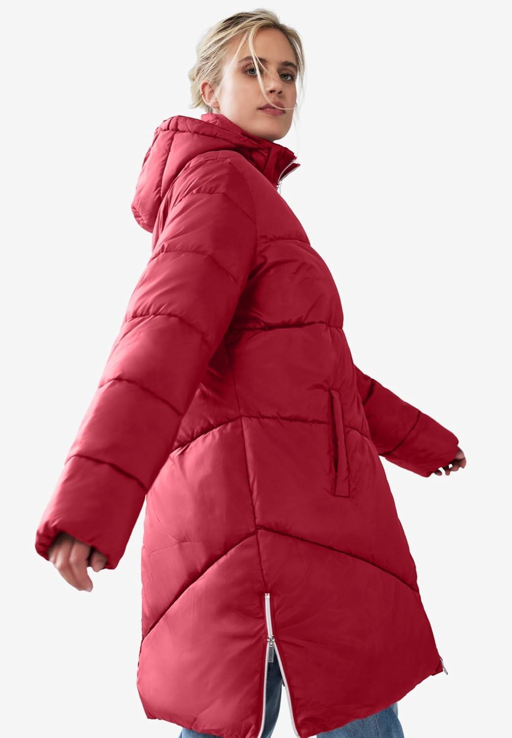 image:imageellos Plus Size Long Puffer CoatDeep Grey