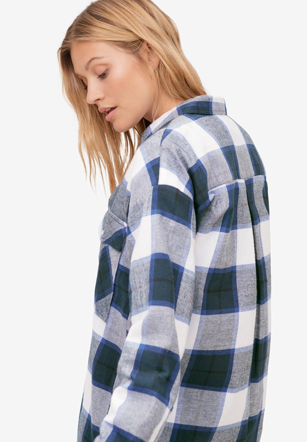image:imageellos Plus Size Plaid ButtonFront Flannel TunicDusty Pink Plaid