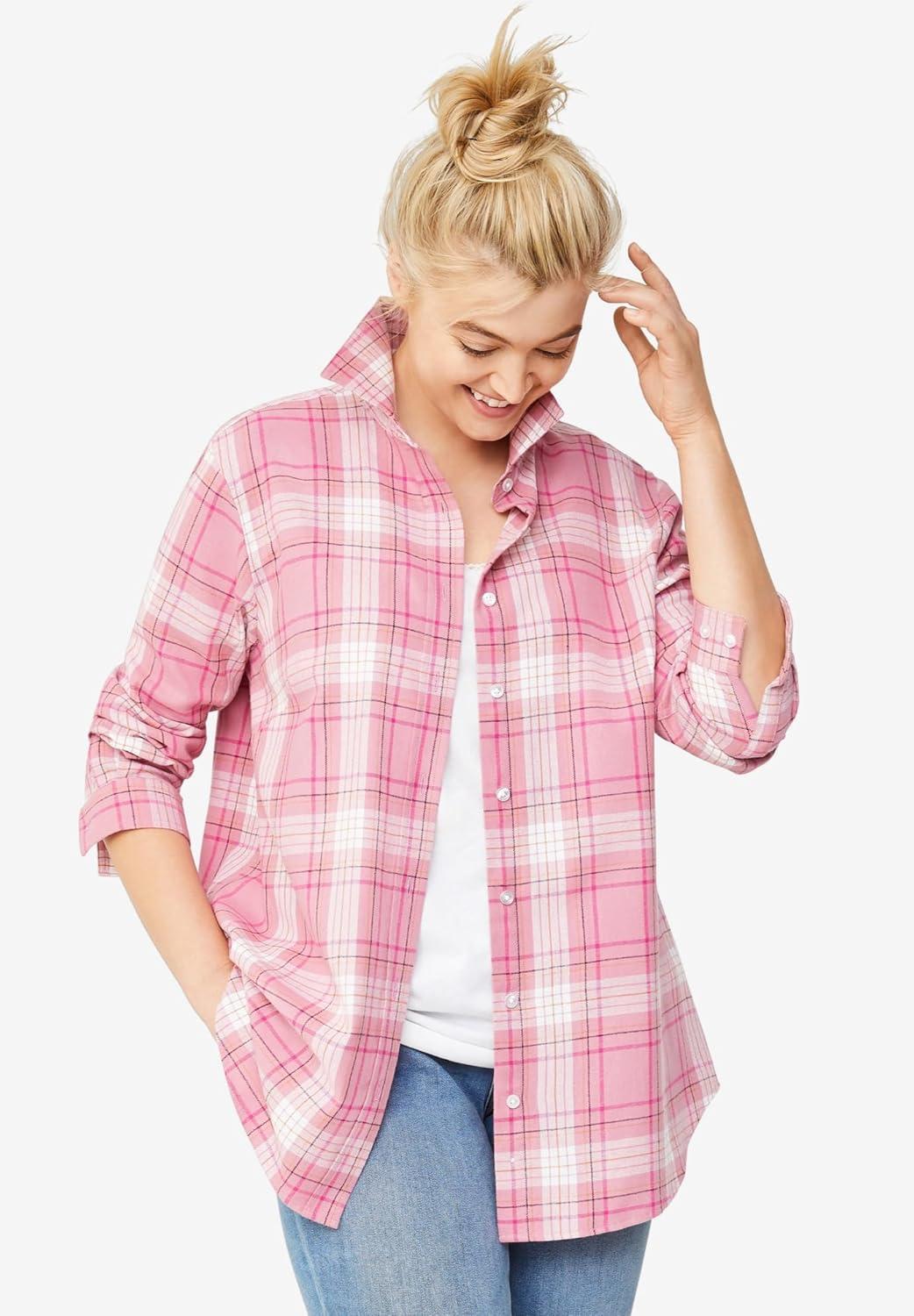 image:imageellos Plus Size Plaid Flannel ShirtDeep Emerald Plaid