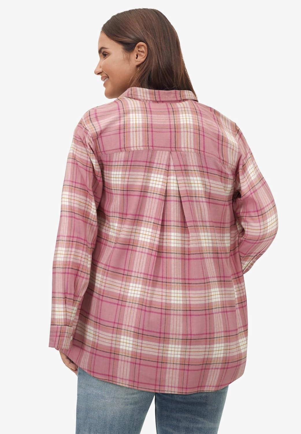 image:imageellos Plus Size Plaid Flannel ShirtDusty Pink Plaid