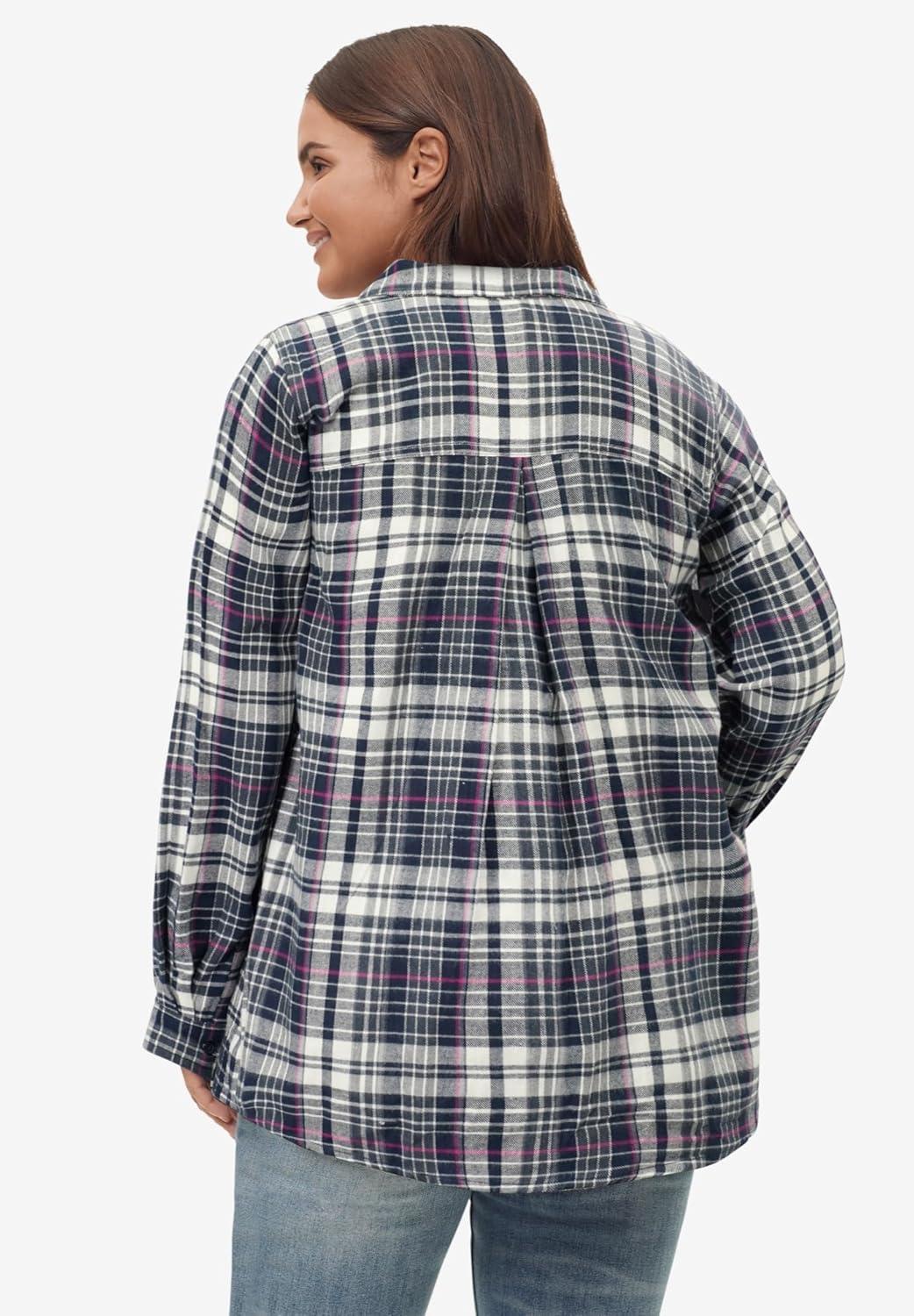 image:imageellos Plus Size Plaid Flannel ShirtNavy Plaid