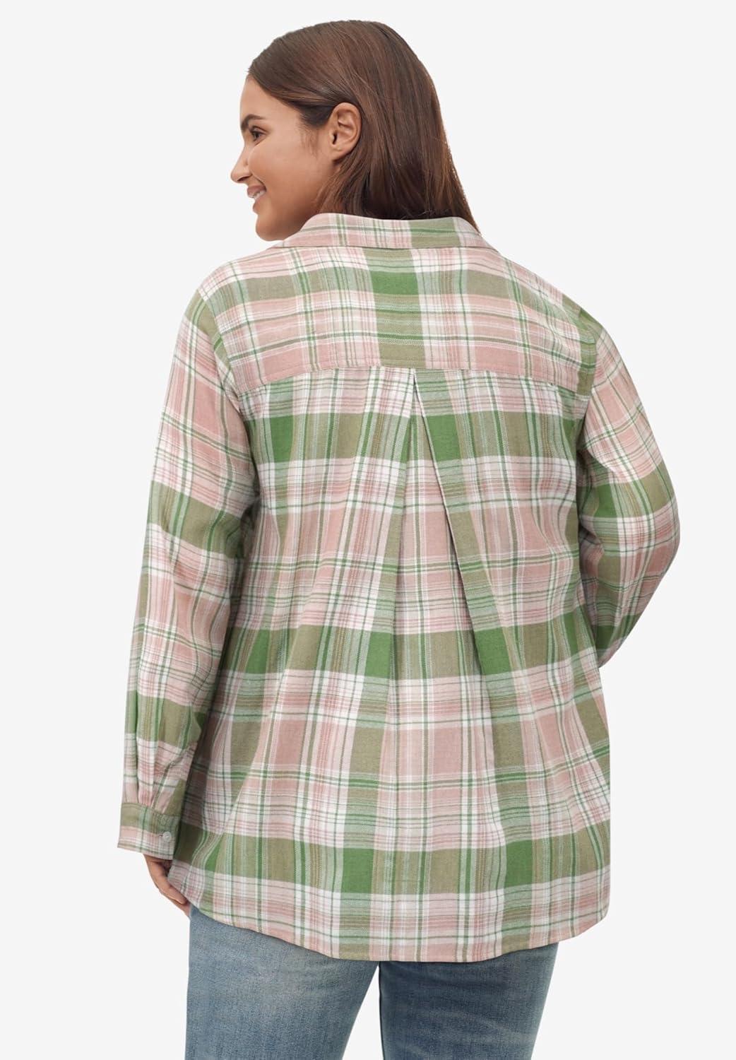 image:imageellos Plus Size Plaid Flannel ShirtOlive Blush Plaid