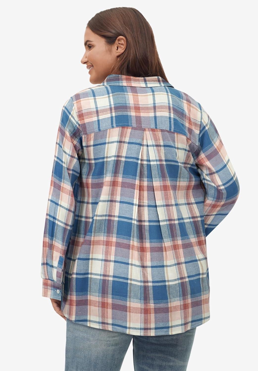 image:imageellos Plus Size Plaid Flannel ShirtRose Blush Plaid