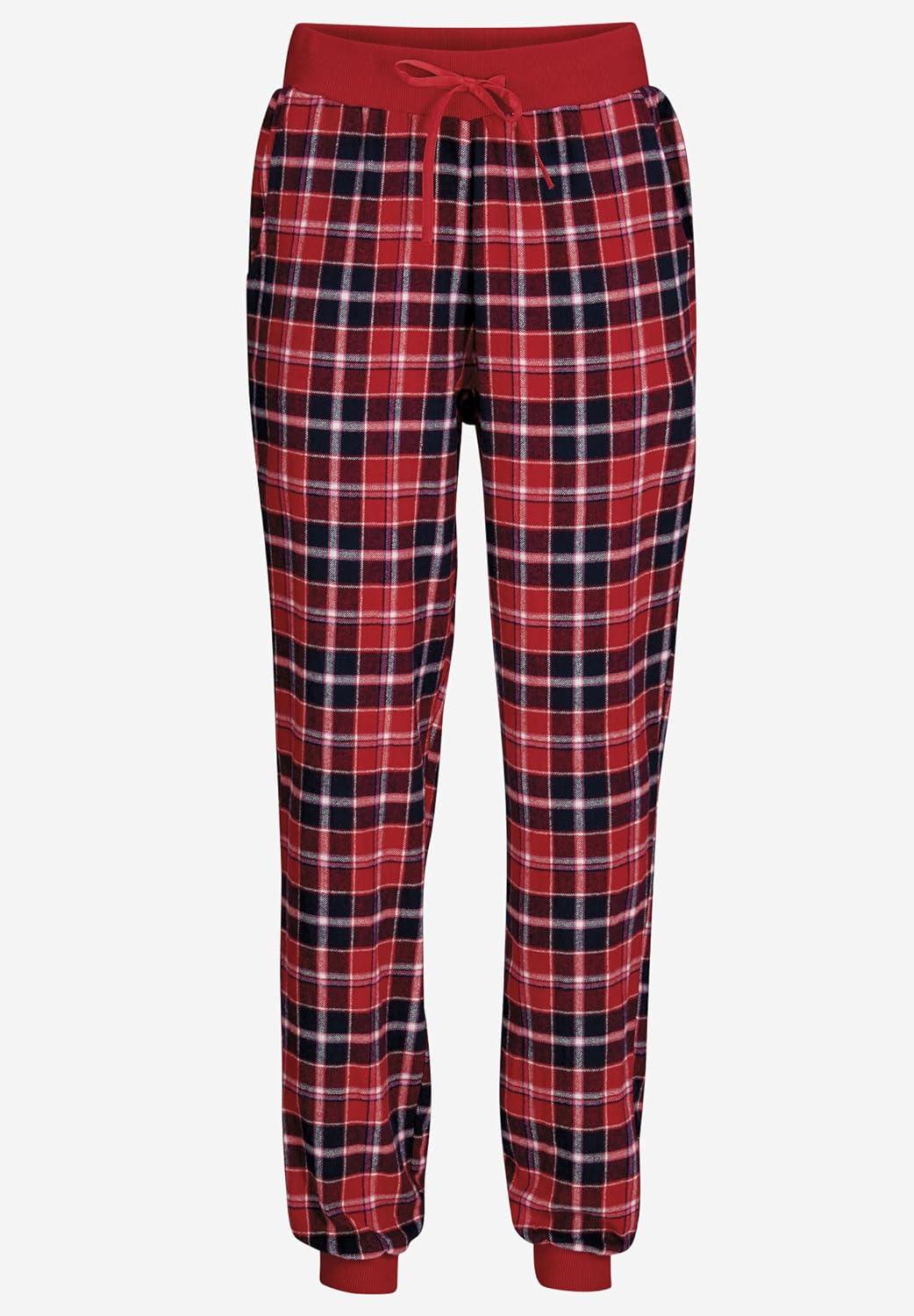 image:imageellos Plus Size Plaid Flannel Sleep PantsGrey White Plaid