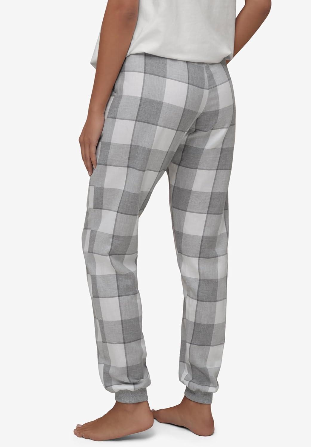 image:imageellos Plus Size Plaid Flannel Sleep PantsGrey White Plaid
