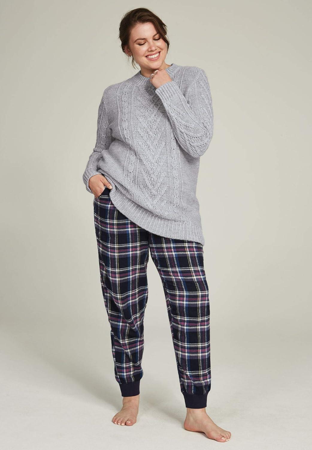 image:imageellos Plus Size Plaid Flannel Sleep PantsNavy Multi Plaid