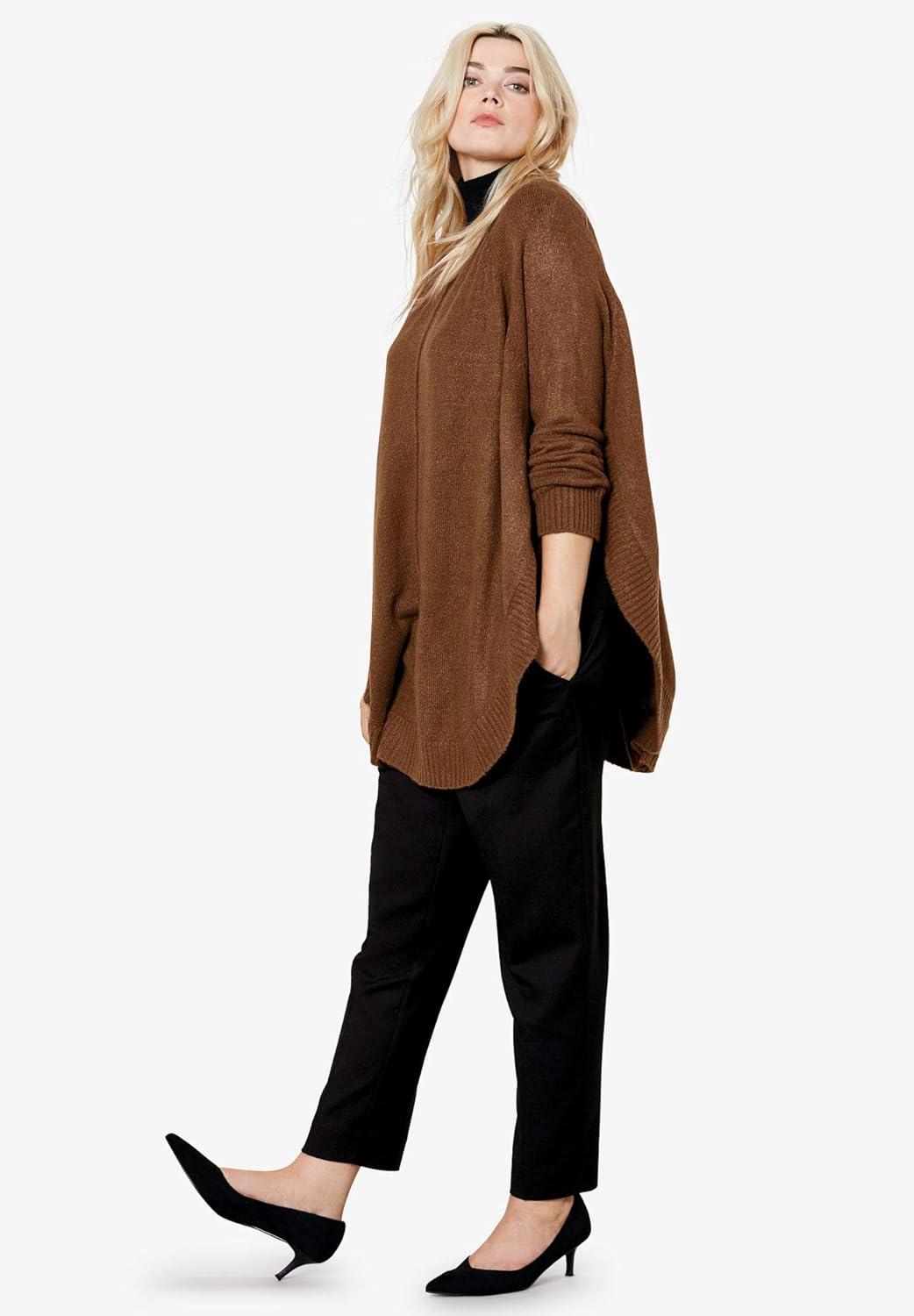 image:imageellos Plus Size Poncho SweaterDeep Emerald