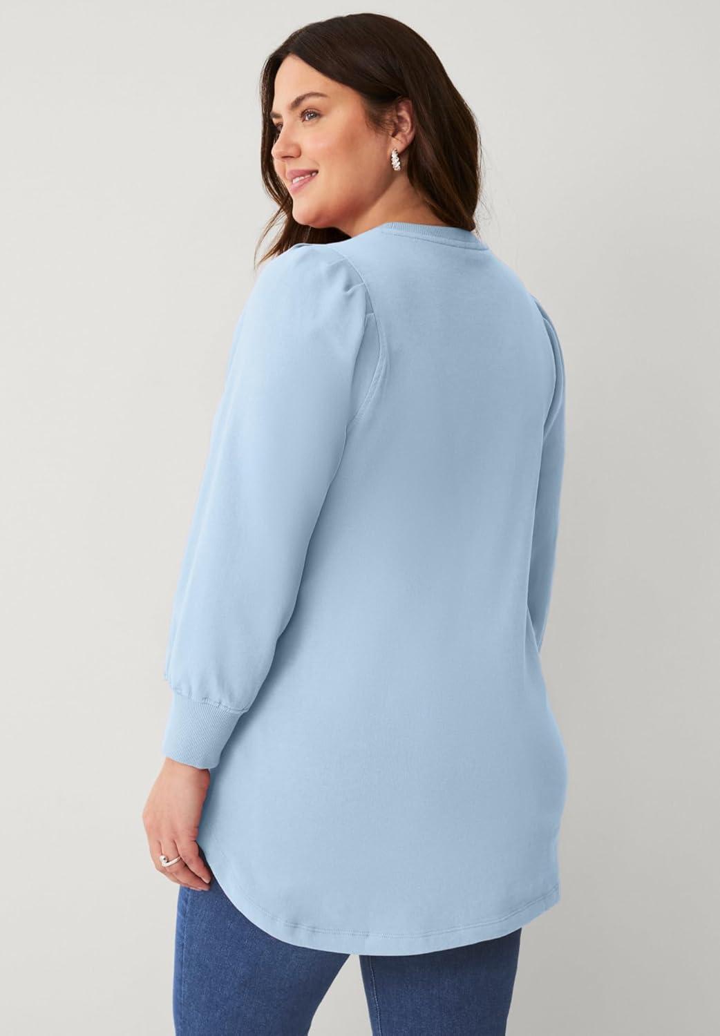 image:imageellos Plus Size Sleeve Sweatshirt TunicBlue Lake