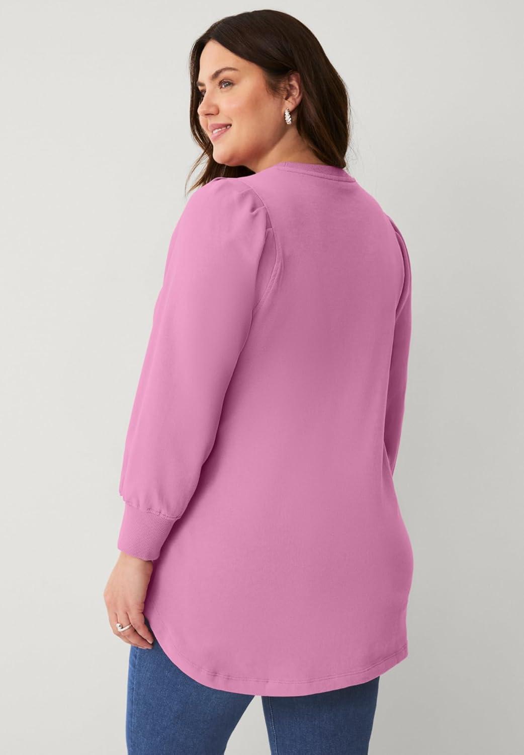 image:imageellos Plus Size Sleeve Sweatshirt TunicMauve Orchid