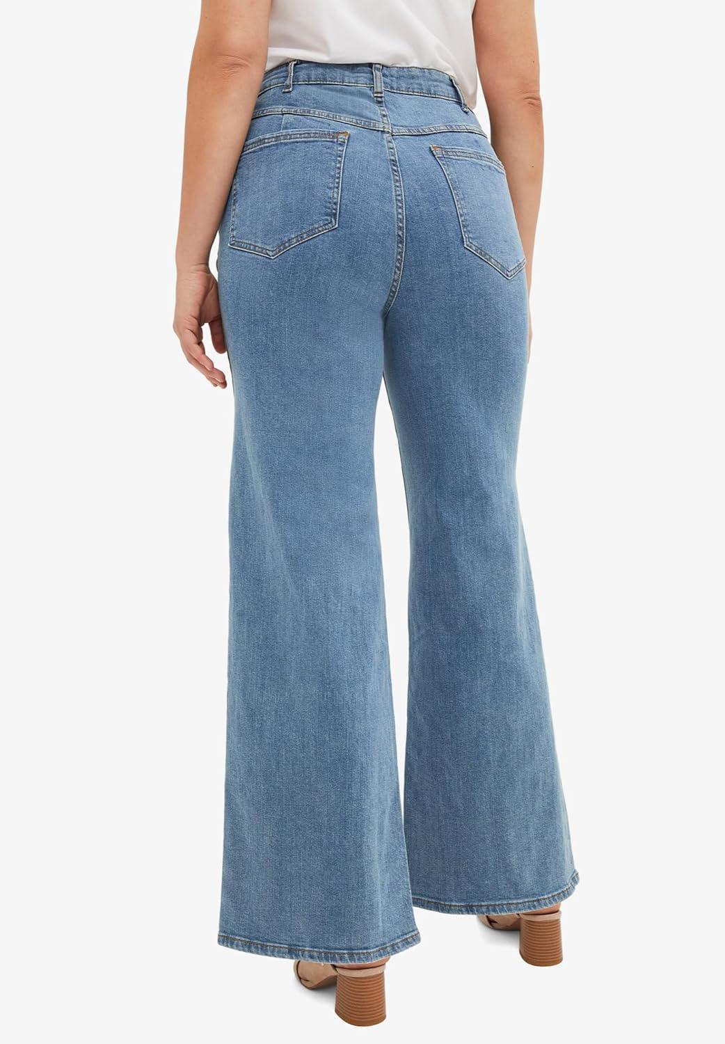 image:imageellos Plus Size Stretch HighWaist Wide Leg JeansMedium Stonewash
