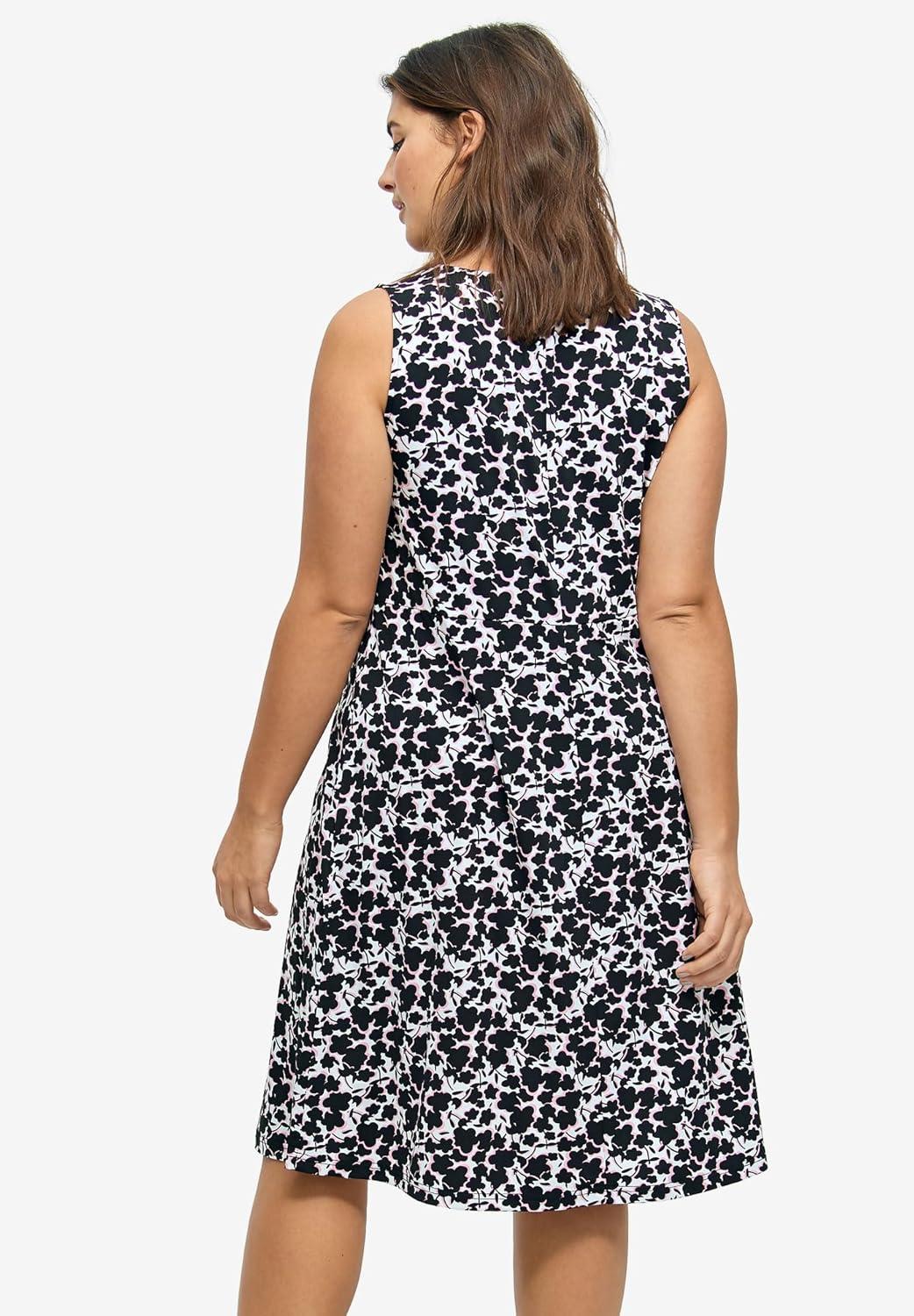 image:imageellos Plus Size Stretch Knit Scoop Neck Sleeveless Fit and Flare DressMulti Floral