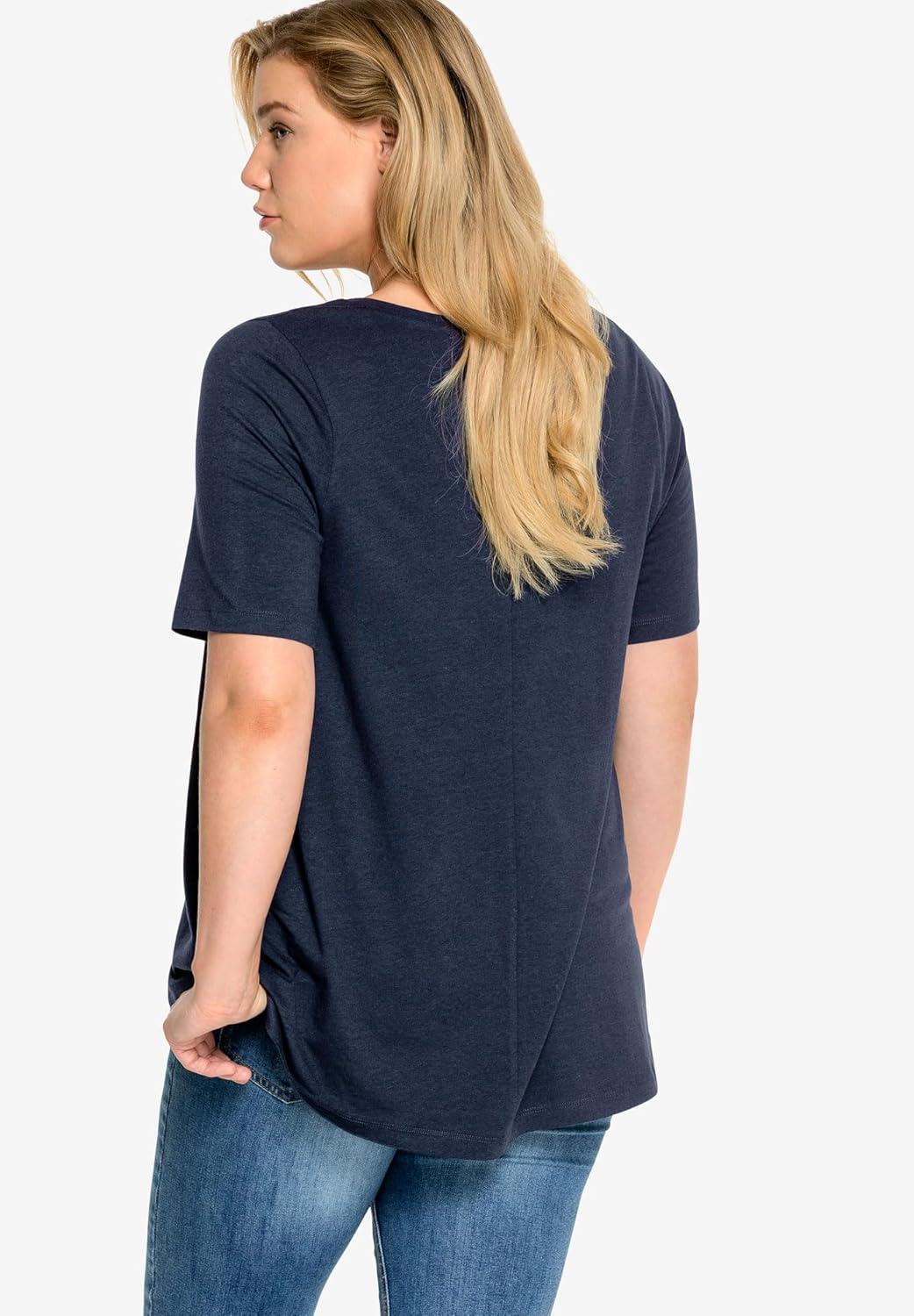 image:imageellos Plus Size Stretch Knit VNeck Short Sleeve TunicKelly Green