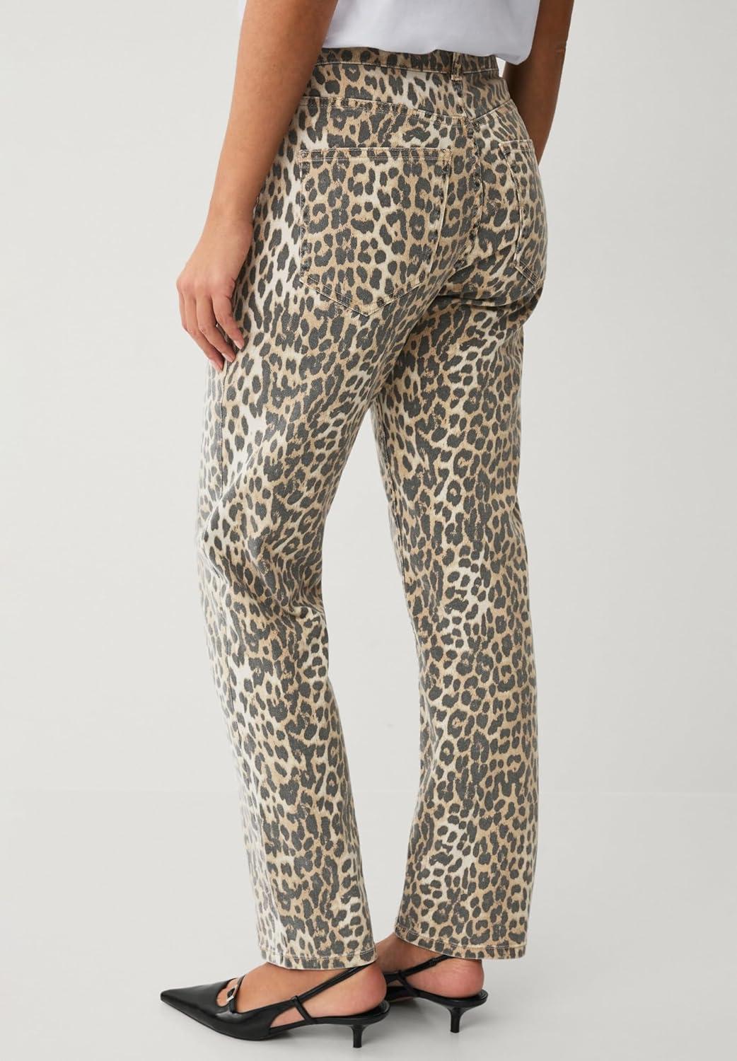 image:imageellos Plus Size Stretch MidRise Relaxed Straight Leg JeansLeopard