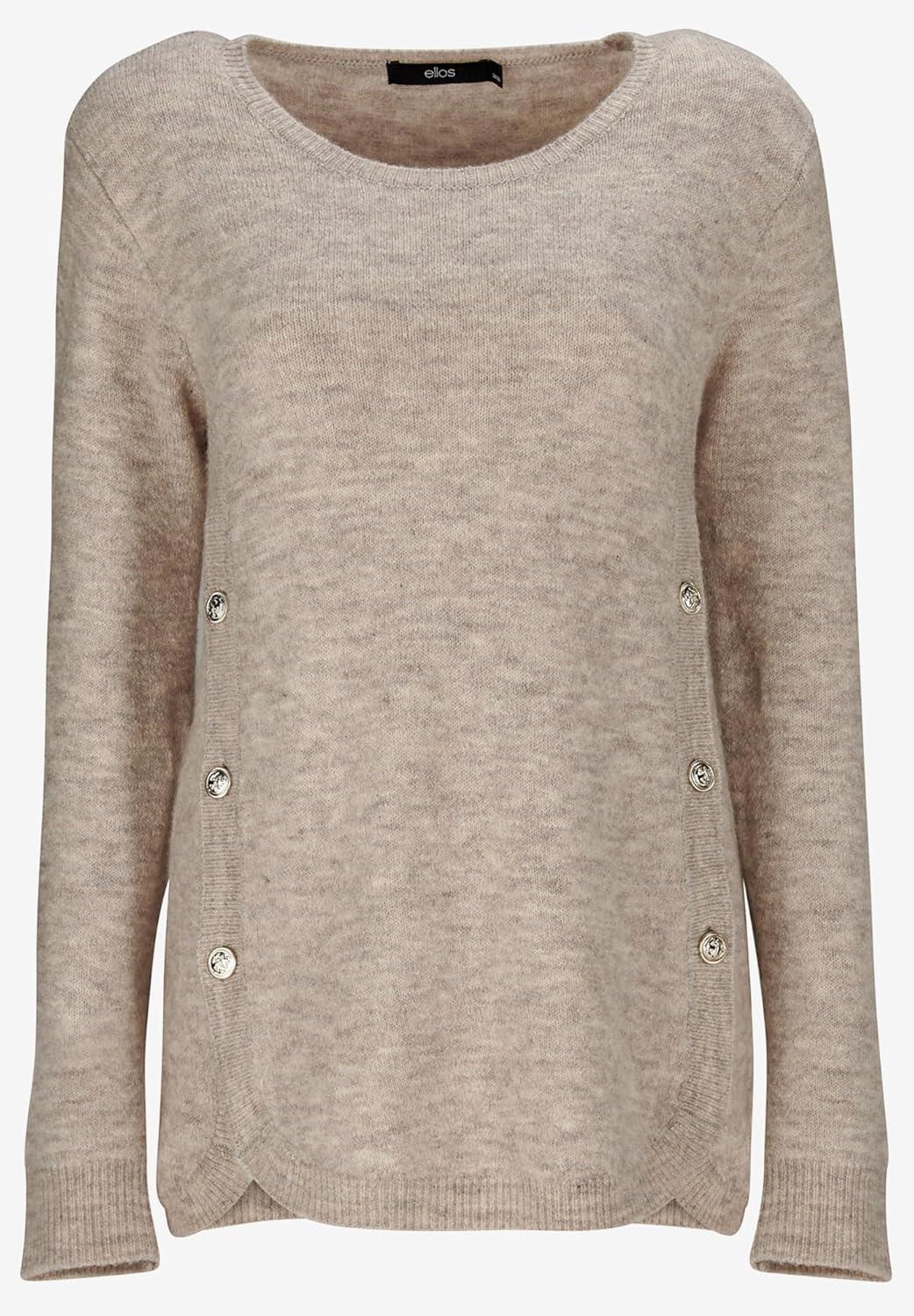 image:imageellos Plus Size Stretch Scoop Neck Curved Hem with Buttons Pullover SweaterDeep Emerald