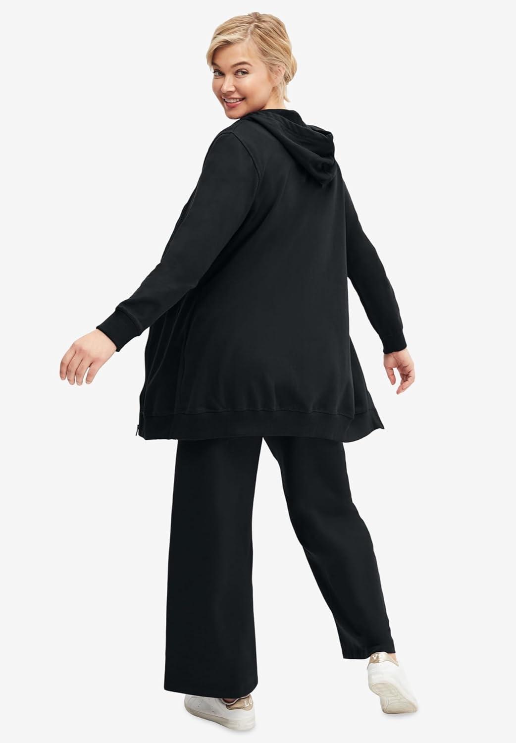 image:imageellos Plus Size Wide Leg French Terry SweatpantBlack