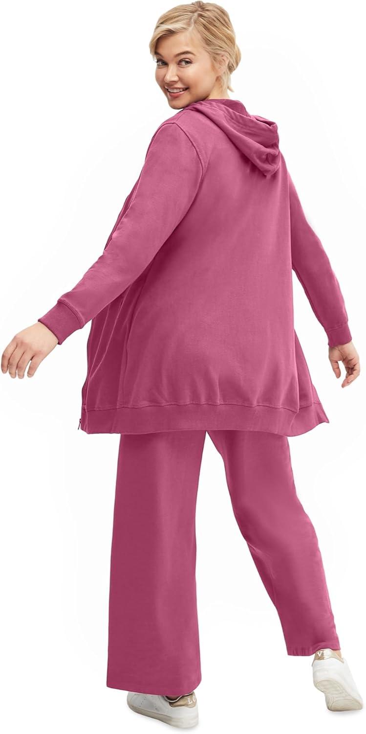 image:imageellos Plus Size Wide Leg French Terry SweatpantCherry Glow