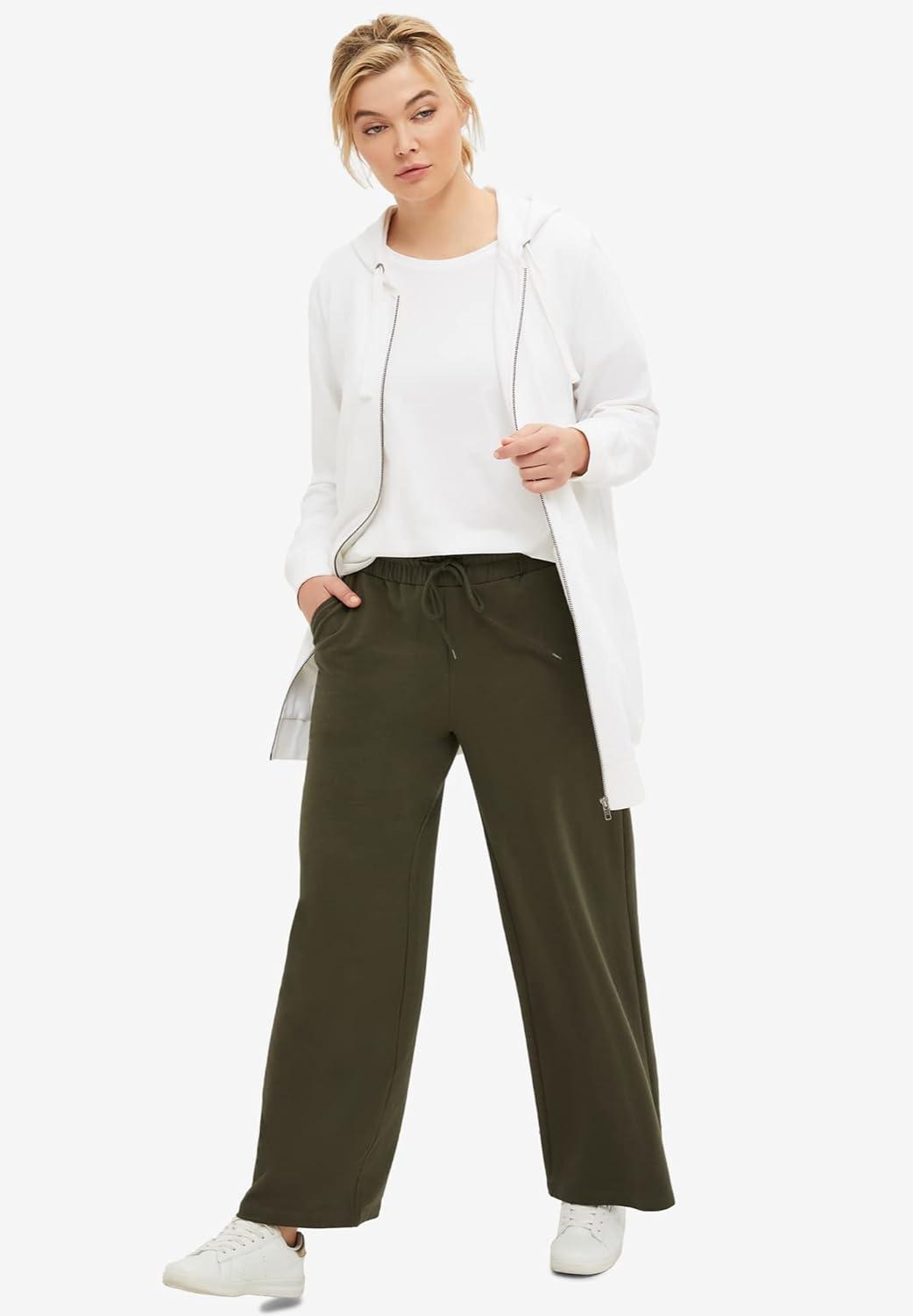 image:imageellos Plus Size Wide Leg French Terry SweatpantDark Taupe