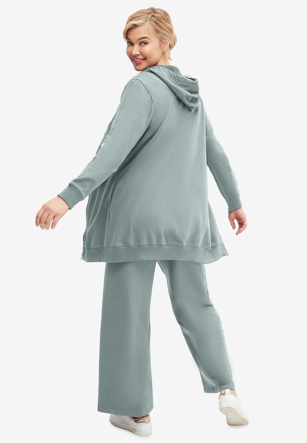 image:imageellos Plus Size Wide Leg French Terry SweatpantGrey Spruce