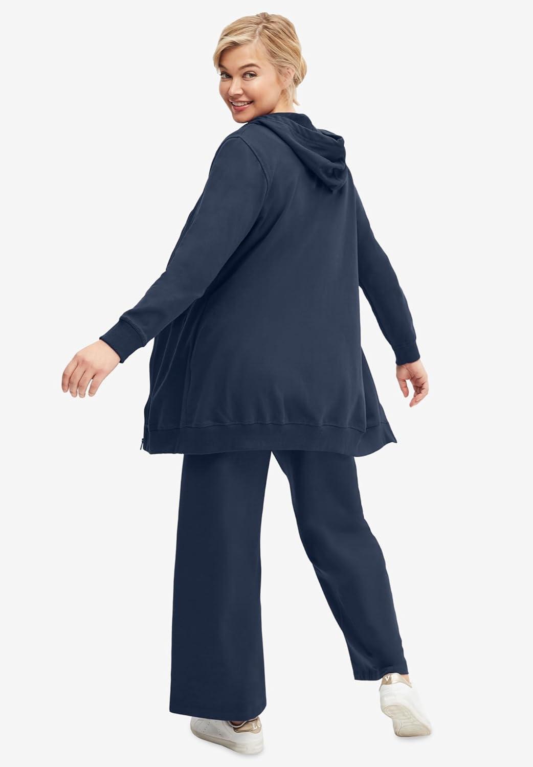 image:imageellos Plus Size Wide Leg French Terry SweatpantNavy