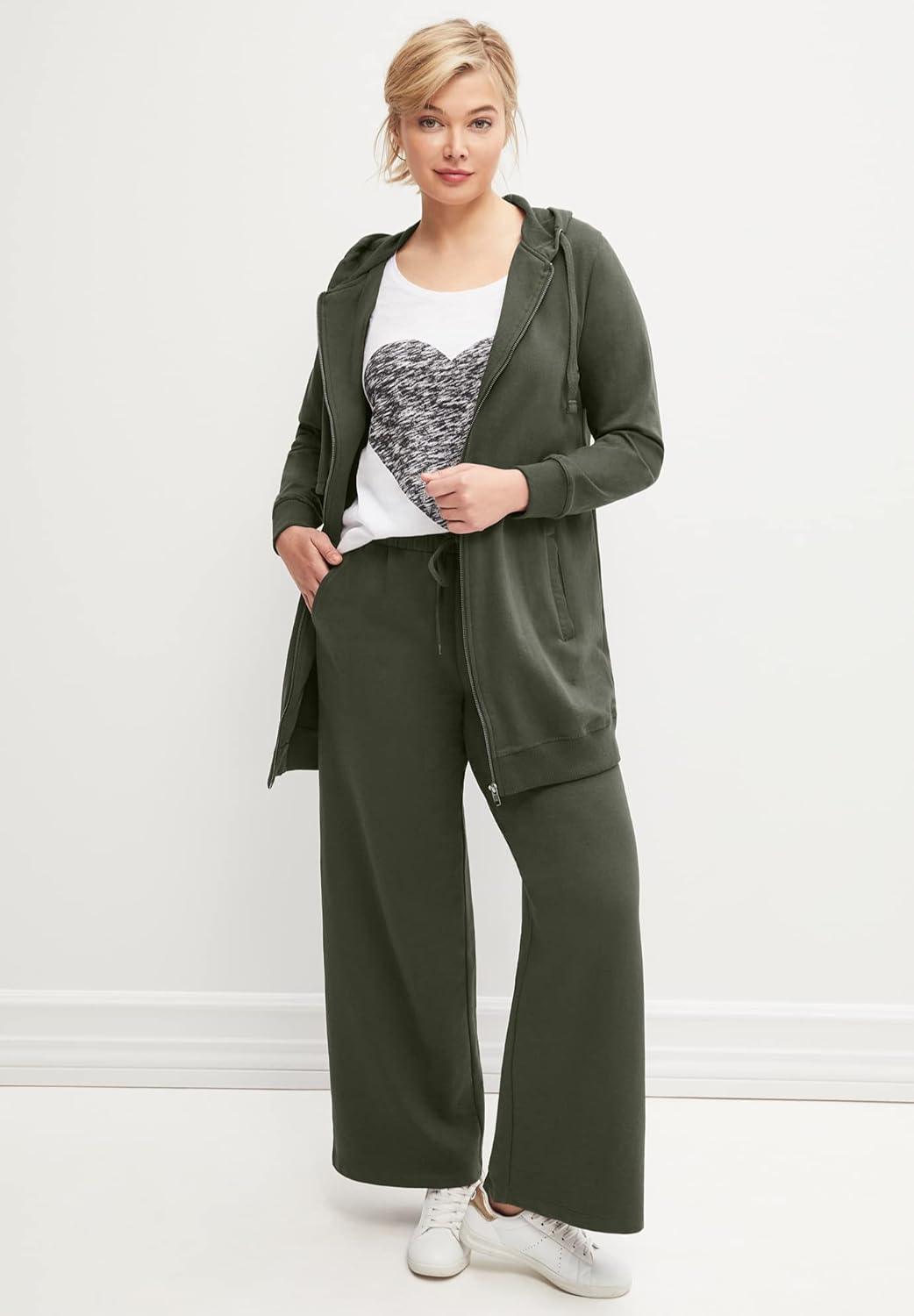 image:imageellos Plus Size Wide Leg French Terry SweatpantNavy