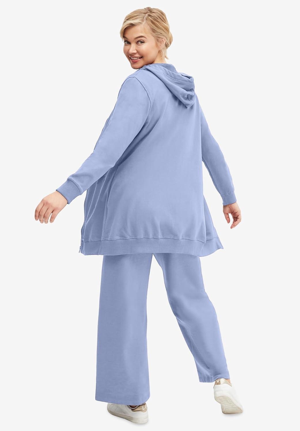 image:imageellos Plus Size Wide Leg French Terry SweatpantPeriwinkle Mist
