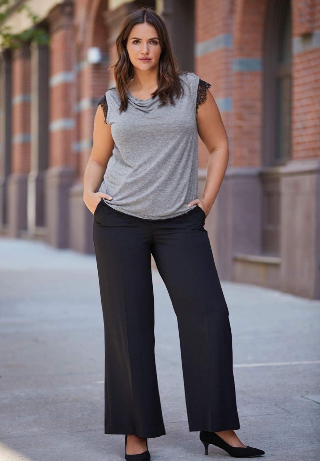 image:imageellos Plus Size Woven Wide Leg PantsDeep Olive