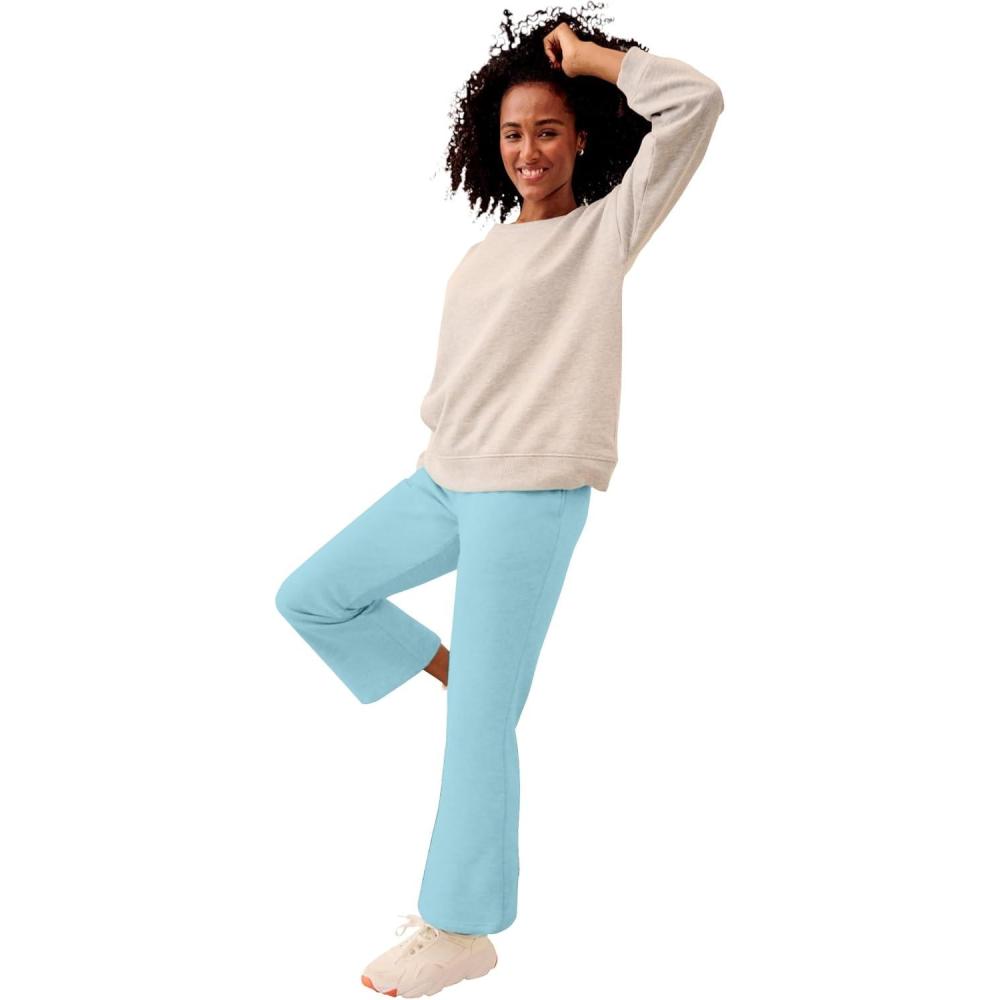 image:imageEllos Plus Size Bootcut Fleece SweatpantsAqua Sky