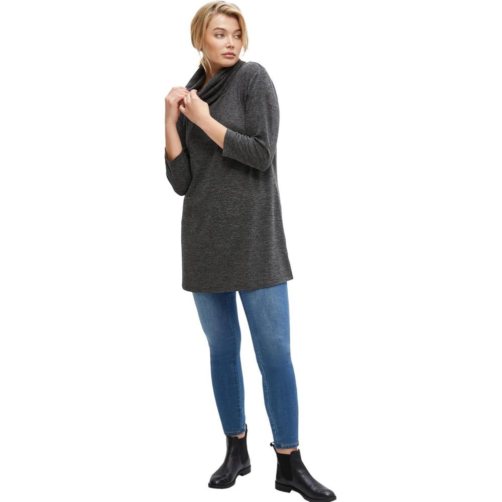 image:imageEllos Plus Size Cowl Neck TunicHeather Charcoal