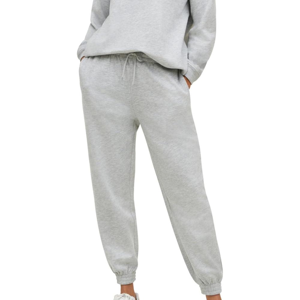 image:imageEllos Plus Size Drawstring Waist Fleece SweatpantsHeather Grey