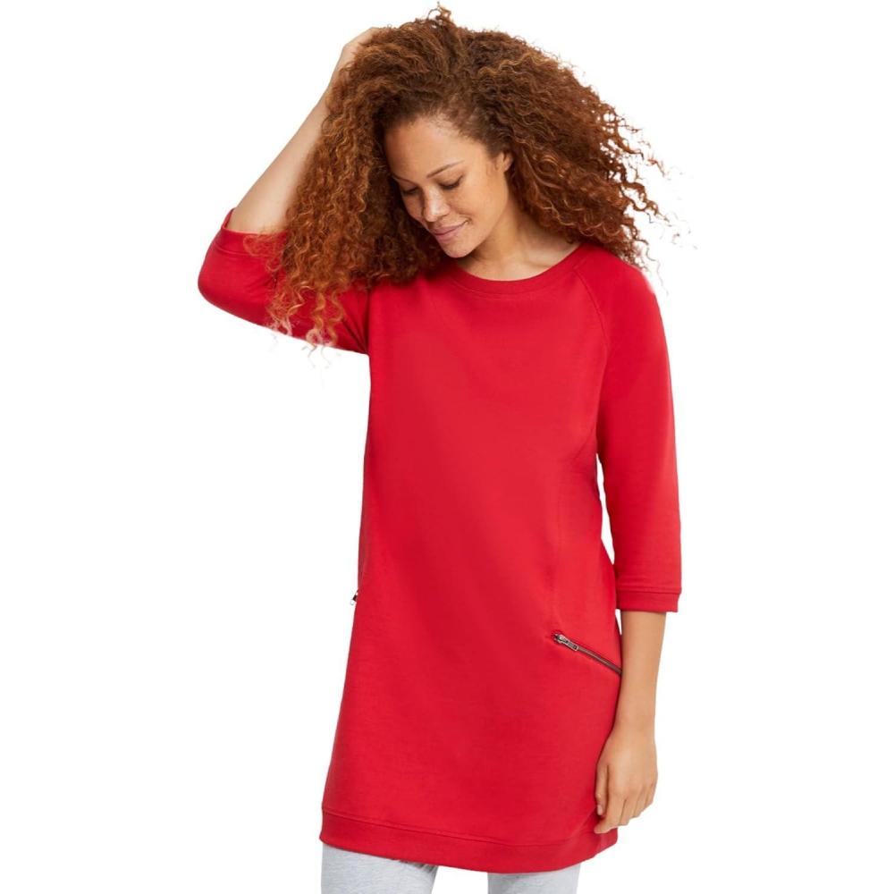 image:imageEllos Plus Size French Terry Zip Pocket TunicRadiant Red