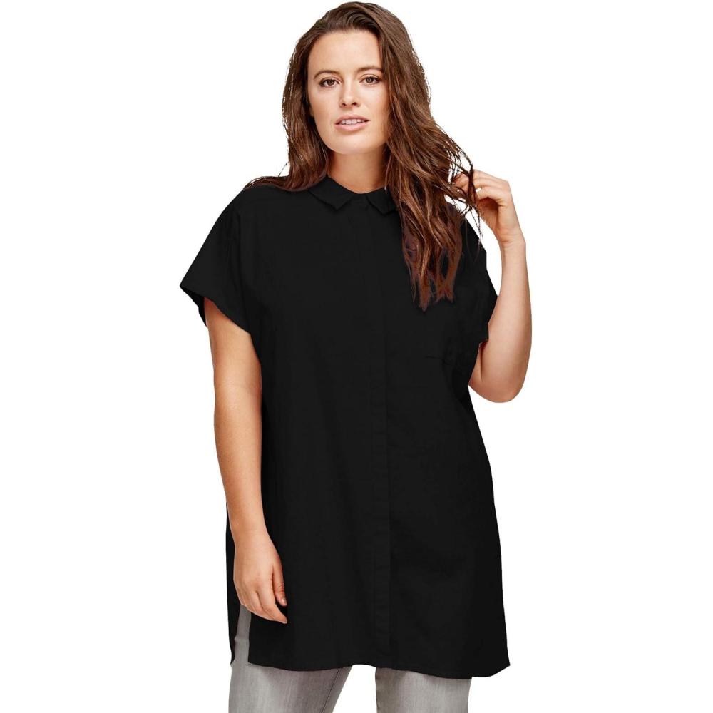 image:imageEllos Plus Size LinenBlend Button Front TunicBlack