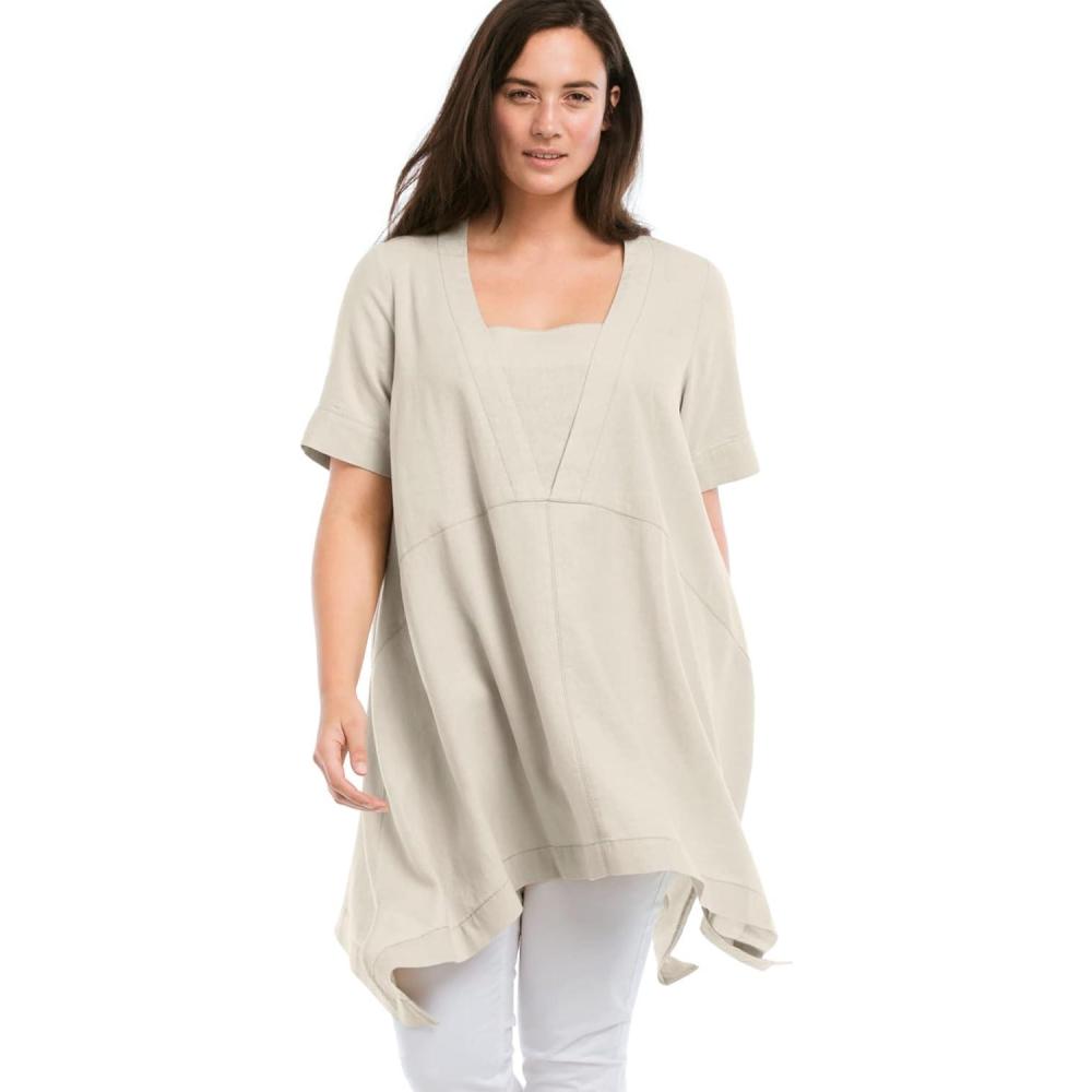 image:imageEllos Plus Size LinenBlend Hanky Hem TunicStone