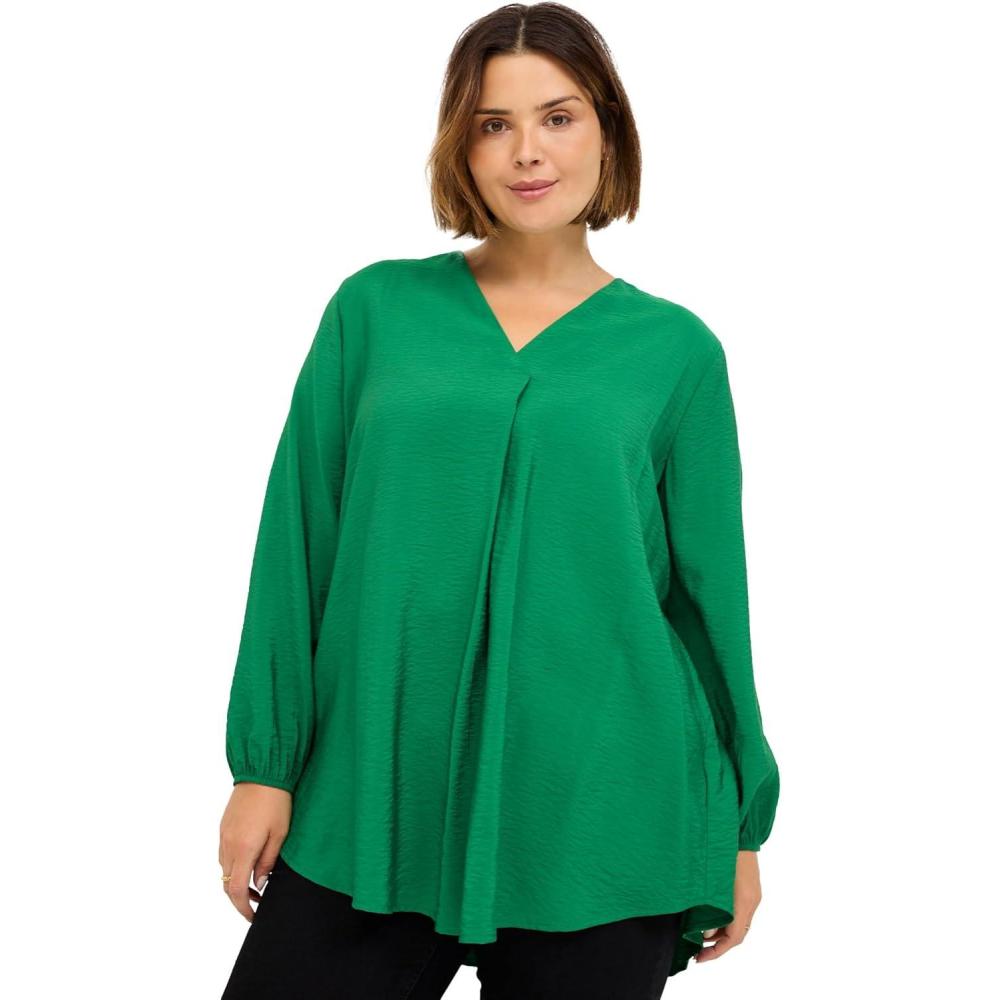 image:imageEllos Plus Size Long Sleeve Inverted Pleat TunicRoyal Green