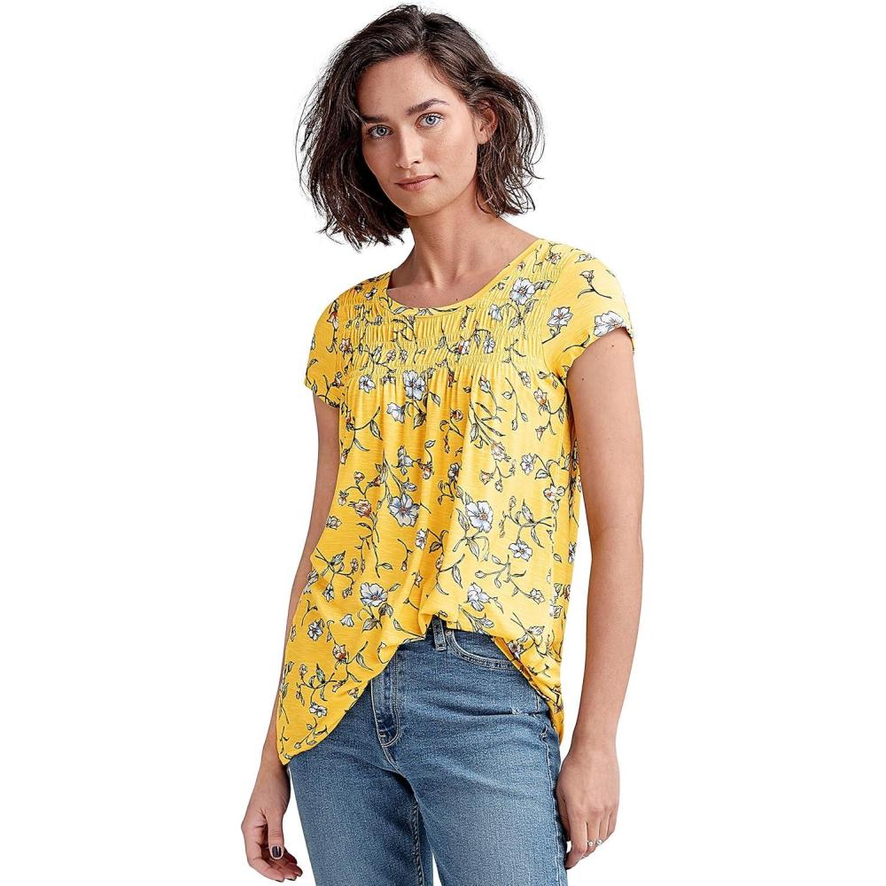 image:imageEllos Plus Size Smocked TunicPrimrose Yellow Floral