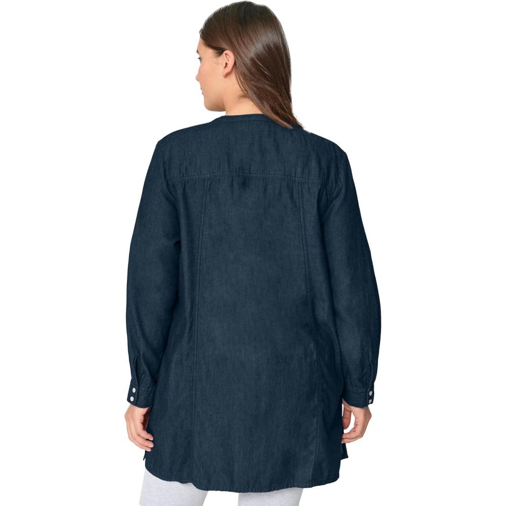 image:imageEllos Plus Size Snap Front Denim TunicIndigo