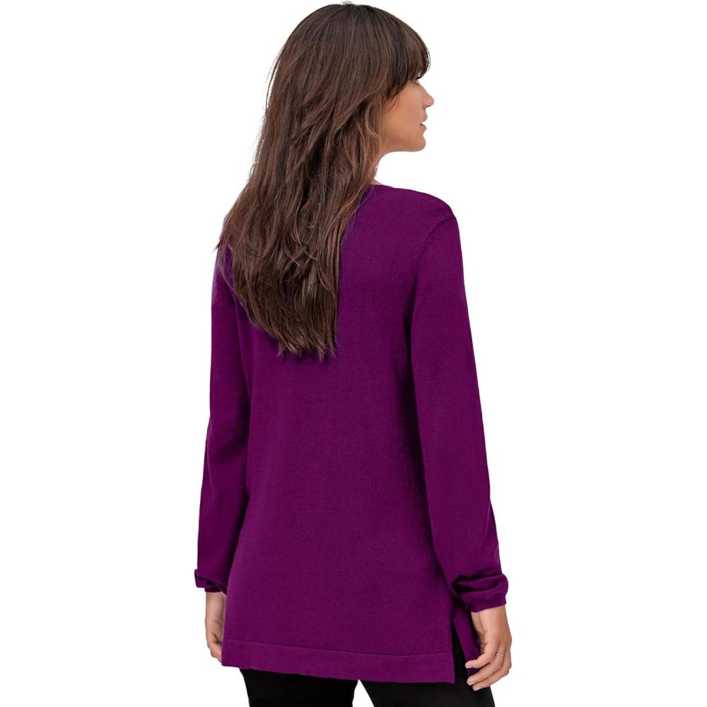 image:imageEllos Plus Size VNeck Sweater TunicBoysenberry