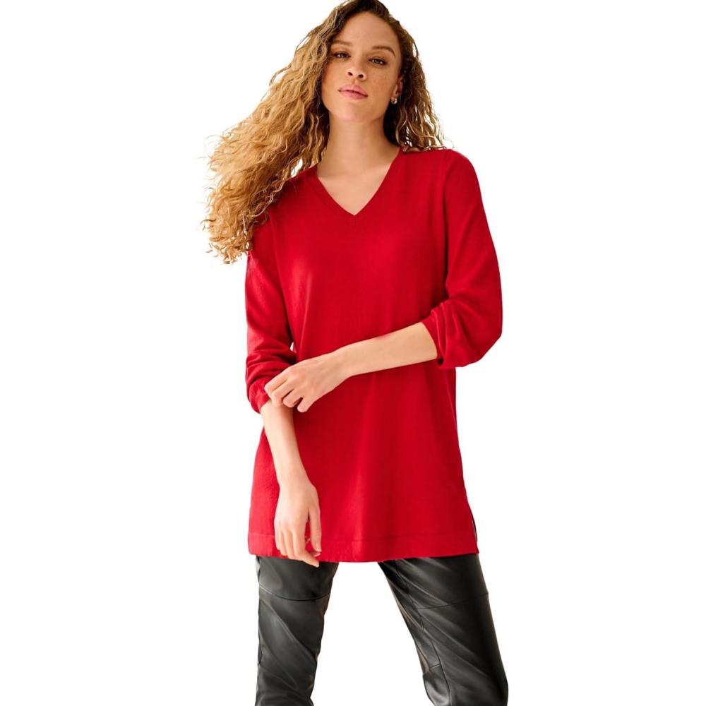 image:imageEllos Plus Size VNeck Sweater TunicRich Red
