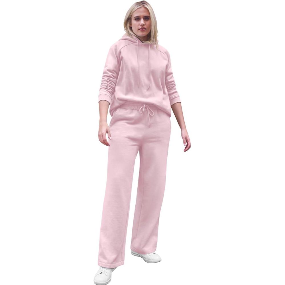 image:imageEllos Plus Size Wide Leg Fleece Sweatpant with Drawstring WaistMisty Rose