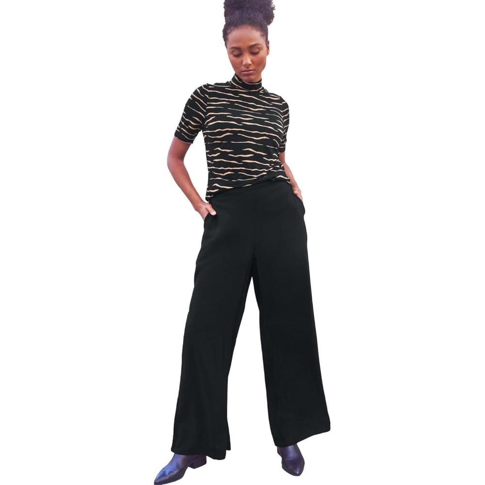 image:imageEllos Plus Size WideLeg Soft Pants with Back ElasticBlack