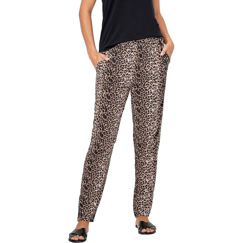 image:imageEllos Plus Size Woven Soft PantsAnimal Print