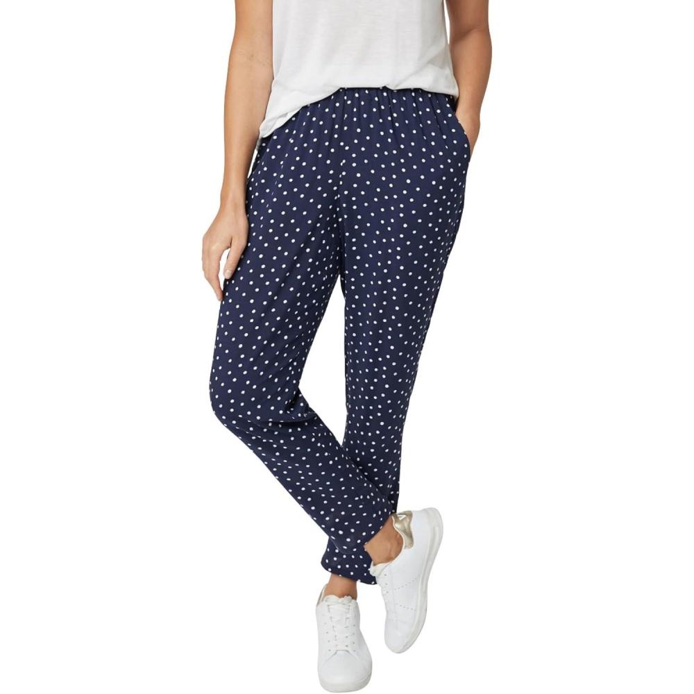 image:imageEllos Plus Size Woven Soft PantsNavyWhite Dot