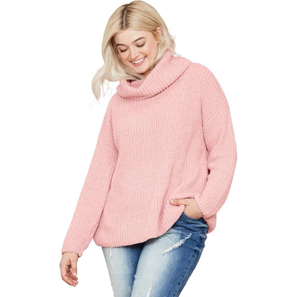 image:imageellos Plus Size Chenille Turtleneck SweaterSoft Blush