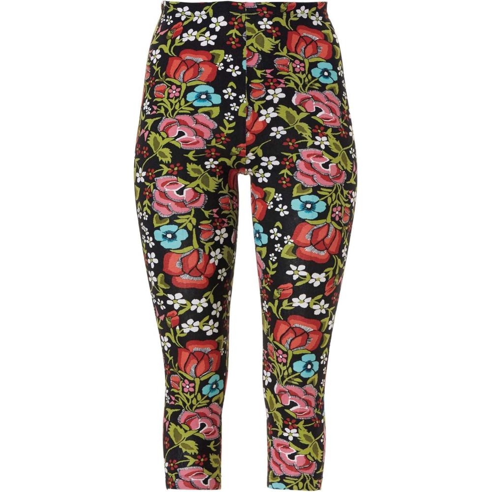 image:imageellos Plus Size Cotton Spandex Capri Length LeggingsBlack Multi Floral Print
